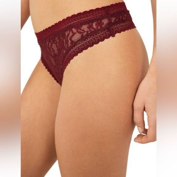 Free People Intimately Lace Tanga Thong in Wine XS $12 - Picture 1 of 2